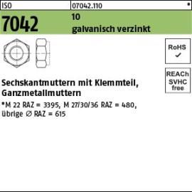 Reyher ISO 7042 10 galvanisch verzinkt Sechskantmuttern mit Klemmteil, Ganzmetallmuttern Produktbild
