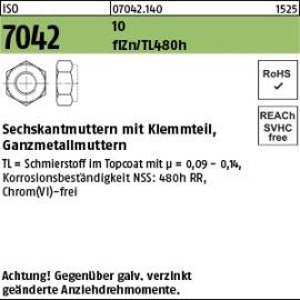 Reyher ISO 7042 10 flZn/TL 480h (zinklamellenbesch.) Sechskantmuttern mit Klemmteil, Ganzmetallmuttern Produktbild