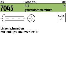 ISO 7045 4.8 H galvanisch verzinkt Linsenschrauben mit Phillips-Kreuzschlitz H Produktbild