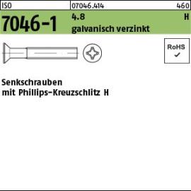 ISO 7046-1 4.8 H galvanisch verzinkt Senkschrauben mit Phillips-Kreuzschlitz H Produktbild