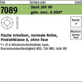 Reyher ISO 7089 Stahl 200 HV galv. verz. 8 DiSP Flache Scheiben, normale Reihe, Produktklasse A, ohne Fase Produktbild