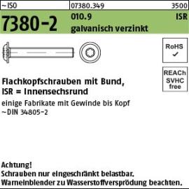 Reyher ~ISO 7380-2 010.9 ISR, galvanisch verzinkt Flachkopfschrauben mit Innensechsrund und Bund Produktbild