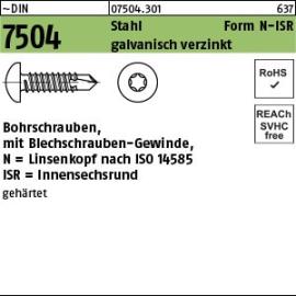 ~DIN 7504 Stahl Form N-ISR galvanisch verzinkt Bohrschrauben, mit Blechschrauben-Gew., mit Linsenkopf nach ISO 14585, mit ISR Produktbild