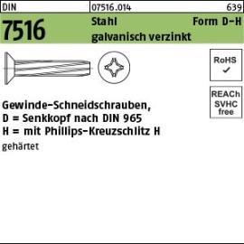Reyher DIN 7516 Stahl Form D-H galvanisch verzinkt Senk-Schneidschrauben mit Kopf nach DIN 965, KS -H Produktbild