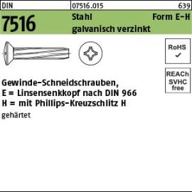 Reyher DIN 7516 Stahl Form E-H galvanisch verzinkt Gewinde-Schneidschrauben mit Linsensenkkopf nach DIN 966, KS -H Produktbild