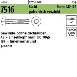 Reyher ~DIN 7516 Stahl Form AE-ISR galvanisch verzinkt Gewinde-Schneidschrauben mit Linsenkopf nach ISO 7045, ISR Produktbild
