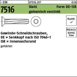 Reyher ~DIN 7516 Stahl Form DE-ISR galvanisch verzinkt Gewinde-Schneidschrauben mit Senkkopf nach ISO 7046-1, ISR Produktbild
