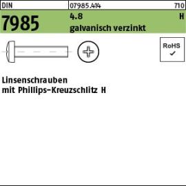 DIN 7985 4.8 H galvanisch verzinkt Linsenschrauben mit Phillips-Kreuzschlitz H Produktbild