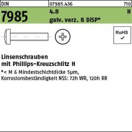 Reyher DIN 7985 4.8 H galv. verz. 8 DiSP Linsenschrauben mit Phillips-Kreuzschlitz H Produktbild