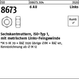 Reyher ISO 8673 6 AU Links Sechskantmuttern, ISO-Typ 1, mit metrischem Links-Feingewinde Produktbild