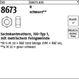 Reyher ISO 8673 8 schwarz Sechskantmuttern, ISO-Typ 1, mit metrischem Feingewinde Produktbild
