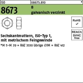 Reyher ISO 8673 8 galvanisch verzinkt Sechskantmuttern, ISO-Typ 1, mit metrischem Feingewinde Produktbild