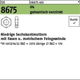 Reyher ISO 8675 04 galvanisch verzinkt Niedrige Sechskantmuttern mit Fasen und metrischem Feingewinde Produktbild