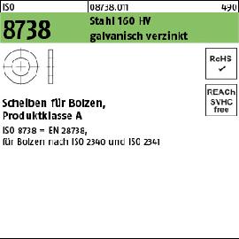 ISO 8738 Stahl 160 HV galvanisch verzinkt Scheiben für Bolzen, Produktklasse A Produktbild