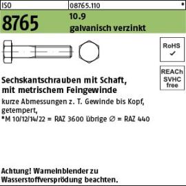 Reyher ISO 8765 10.9 galvanisch verzinkt Sechskantschrauben mit Schaft, mit metrischem Feingewinde Produktbild
