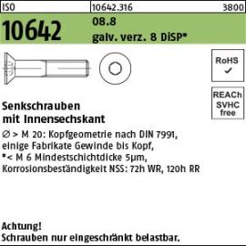 Reyher ISO 10642 08.8 galv. verz. 8 DiSP Senkschrauben mit Innensechskant Produktbild