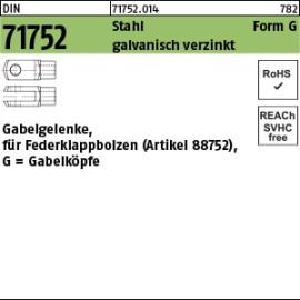 DIN 71752 Stahl Form G galvanisch verzinkt Gabelgelenke, für Federklappbolzen, Gabelköpfe Produktbild