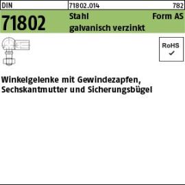 DIN 71802 Stahl Form AS galvanisch verzinkt Winkelgelenke mit Gewindezapfen, Sechskantmutter und Sicherungsbügel Produktbild