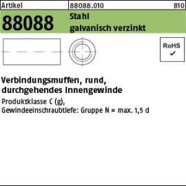 Reyher Artikel 88088 Stahl galvanisch verzinkt Verbindungsmuffen, rund, durchgehendes Innengewinde Produktbild