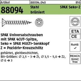 Artikel 88094 Stahl SPAX Seko-Z brüniert SPAX Universalschrauben mit Spitze, SPAX MULTI-Senkkopf, Pozidriv-KS Produktbild