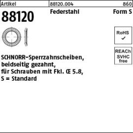 Reyher Artikel 88120 Federstahl Form S SCHNORR-Sperrzahnscheiben, beidseitig gezahnt, für Schrauben mit Fkl. <= 5.8 Produktbild