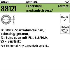 Reyher Artikel 88121 Federstahl Form VS mechanisch verz. SCHNORR-Sperrzahnscheiben, beidseitig gezahnt, für Schrauben mit Fkl. 8.8/10.9 Produktbild