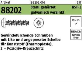 Artikel 88202 Gewindefurchende Schrauben für Kunsstoff mit Scheibe - RST