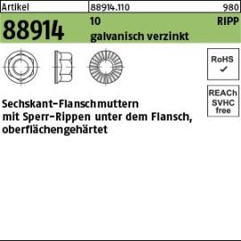 Reyher ART 88914 Sechskantmu. Kl. 10 gal Zn m. Sperr-Ripp, M 12 gal Zn VE=S Produktbild