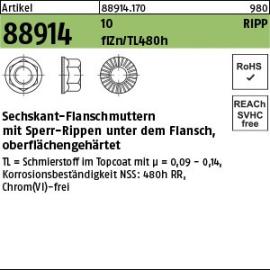 Reyher ART 88914 Sechsk.-Ripp-Muttern Kl.10 M 5 flZn/nc/TL/x/480h/C flZn VE=S Produktbild