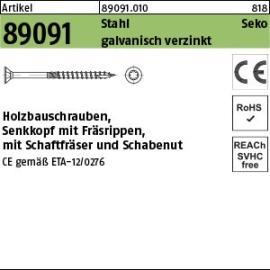 Reyher Artikel 89091 Stahl CE Seko-T galvanisch verzinkt Holzbauschrauben CE Senkkopf, Innensechsrund Produktbild