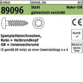 Reyher Artikel 89096 Stahl CE Ruko-ISR galvanisch verzinkt Spanplattenschrauben, Halbrundkopf, ISR = Innensechsrund Produktbild