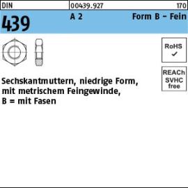 Reyher DIN 439 A 2 Form B Fein Sechskantmuttern, niedrige Form, mit metrischem Feingewinde, mit Fasen Produktbild