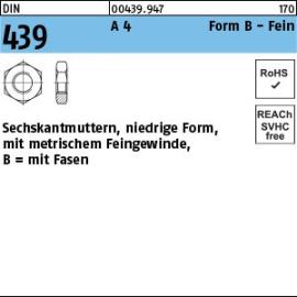 Reyher DIN 439 A 4 Form B Fein Sechskantmuttern, niedrige Form, mit metrischem Feingewinde, mit Fasen Produktbild