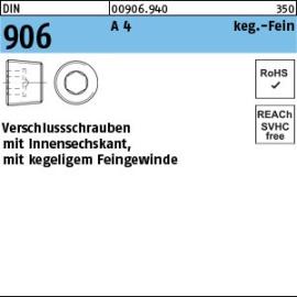 DIN 906 A 4 keg.-Fein Verschlussschrauben mit Innensechskant, mit kegeligem Feingewinde Produktbild