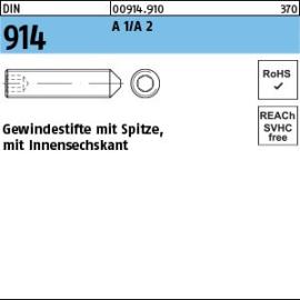 DIN 914 A 1/A 2 Gewindestifte mit Spitze, mit Innensechskant Produktbild