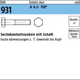 DIN 931 A 4 - 70 Sechskantschrauben mit Schaft Produktbild