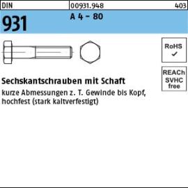DIN 931 A 4 - 80 Sechskantschrauben mit Schaft Produktbild