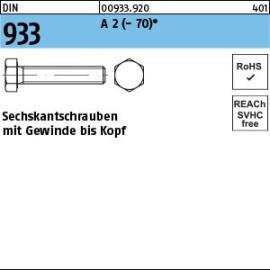 DIN 933 A 2 - 70 Sechskantschrauben mit Gewinde bis Kopf Produktbild