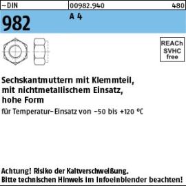 Reyher ~DIN 982 A 4 Sechskantmuttern mit Klemmteil, mit nichtmetallischem Einsatz, hohe Form Produktbild