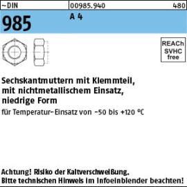 Reyher ~DIN 985 A 4 Sechskantmuttern mit Klemmteil, mit nichtmetallischem Einsatz, niedrige Form Produktbild