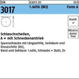 Reyher DIN 3017 1.4016 (W2) Form A Schlauchschellen, mit Schneckenantrieb Produktbild