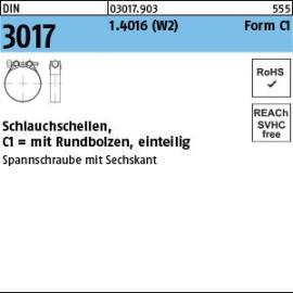 Reyher DIN 3017 1.4016 (W2) Form C1 Schlauchschellen, mit Rundbolzen, einteilig Produktbild