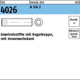ISO 4026 A 2 Gewindestifte mit Kegelkuppe und Innensechskant Produktbild