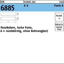 Reyher DIN 6885 A 4 Form A Passfedern, hohe Form, rundstirnig ohne Bohrung(en) Produktbild