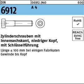 DIN 6912 A 4 Zylinderschrauben mit Innensechskant, niedriger Kopf, mit Schlüsselführung Produktbild