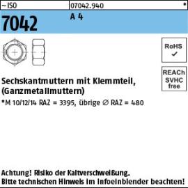 Reyher ISO 7042 A 4 Sechskantmuttern mit Klemmteil, Ganzmetallmuttern Produktbild