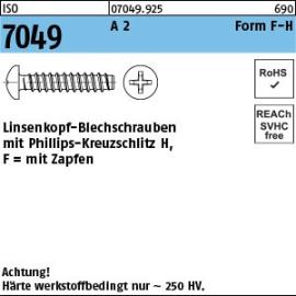 ISO 7049 A 2 Form F-H Linsenkopf-Blechschrauben mit Zapfen, mit Phillips-Kreuzschlitz H Produktbild