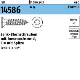 ISO 14586 A 4 Form C- ISR Senk-Blechschrauben, mit Spitze, mit Innensechsrund Produktbild