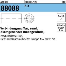 Reyher Artikel 88088 A 2 Verbindungsmuffen, rund, durchgehendes Innengewinde Produktbild