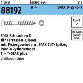 Reyher ART 88192 SPAX-D A 4 6 x 40/23 -T25 ZYLKO, T-STAR plus m. CUT-Spitze A 4 VE=S Produktbild